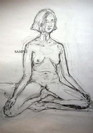 Lotus nude  Pencil on paper 1m x 75cm